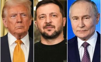 Archivo: en esta combinación de fotos de archivos, el presidente Donald Trump, a la izquierda, y el presidente de Ucrania Volodymyr Zelenskyy, en el Centro, se ven en el Palais d'Elysee, el 7 de diciembre de 2024 en París, y el presidente Vladimir Putin, derecho, se dirige a un foro tecnológico en Moscú el 21 de febrero, 2025. Centro, Pavel Bedny., AP Photo / Aurelien Morissard, izquierda y centro, Pavel Bedny., AP Photo / Aurelien Morissard, izquierda y centro, Pavel Bedny., Photo / Aurelien Morissard, izquierda y central, Pavel Bedny.