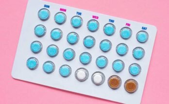 Paquete de píldoras anticonceptivas. Medicamentos recetados que contienen hormonas femeninas como los estrógenos y la progestina para prevenir el embarazo.